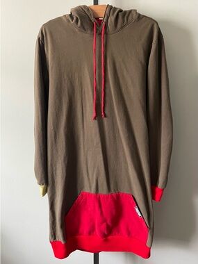 Thuggies Longline Hooded Sweatshirt Super Long Colorblock Unisex Mens Medium